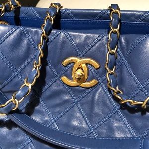 RARE Chanel Stitched Bag, Blue